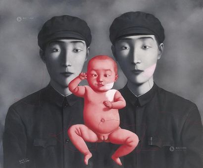 张晓刚 21世纪 Two Comrades with Red Baby