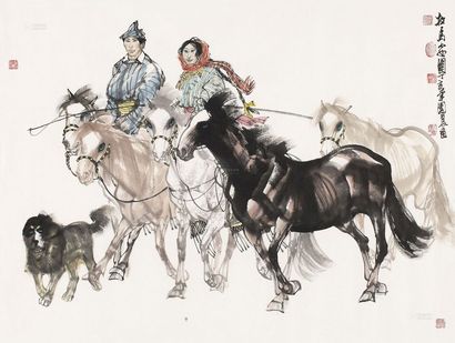 吴团良 牧马安图 镜心