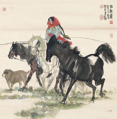 吴团良 牧歌图 镜心