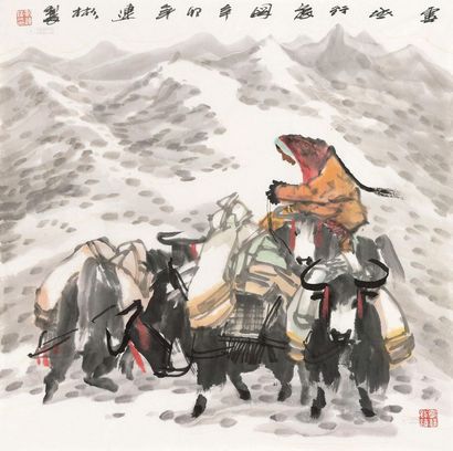 纪连彬 雪域行旅 镜心