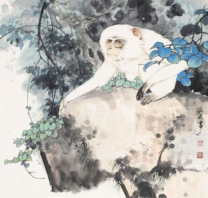 曹俊义 白猿 镜心