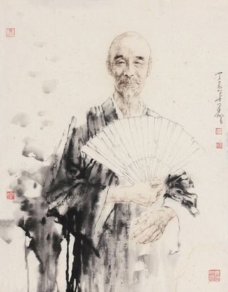 赵建成 2007年作 弘一法师像 镜心