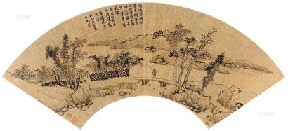 沈周 1480年作 溪桥晚步 镜心