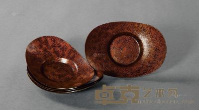 玳瑁纹茶托 （一组） 长11.5cm