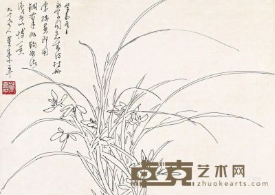 董寿平 癸酉（1993年）作 兰草 镜心 47×66cm