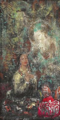 南海岩 乙亥（1995年）作 祈祷 镜心