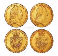 1788年、1799年英国乔治三世君主像1基尼金币各一枚