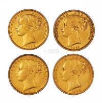 1856、1862、1864、1874年英国维多利亚女皇像1君主金币各一枚