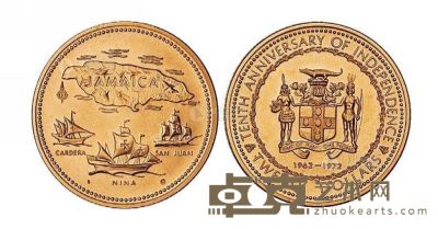 1972年牙买加“独立十周年”20牙买加元金币一枚 重15.72g