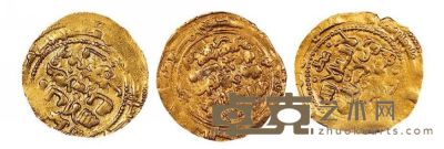 古代丝路金币三枚 重3.76g；重3.62g；重3.48g