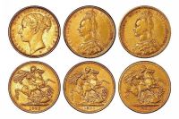 1888、1890、1891年英国“马剑”小型金币各一枚