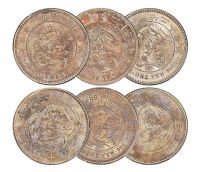 明治时期日本“龙银”一组六枚