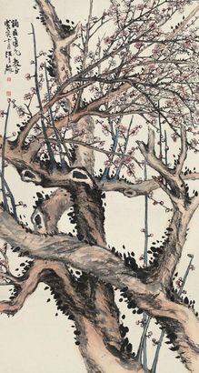 汪吉麟 1983年作 红梅 立轴