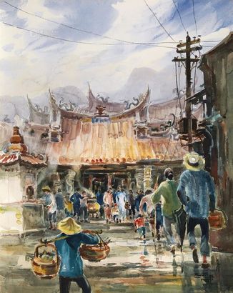 蓝荫鼎 约1950年代作 庙会