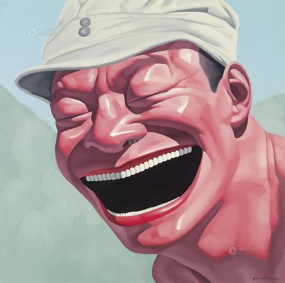 岳敏君 2005年作 帽子系列