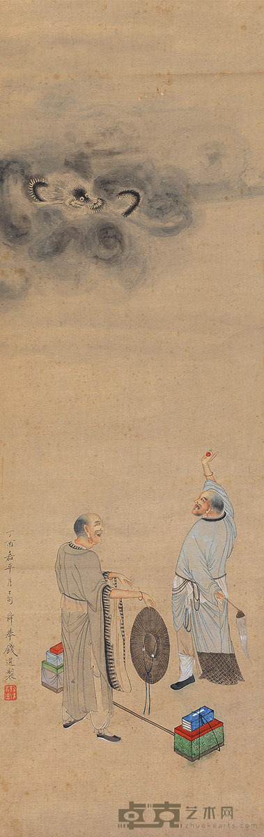 钱选 双罗汉 立轴 101×32cm