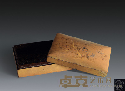 山水漆金盒 高10cm