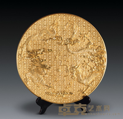 佚名 印锦双龙戏珠盘 直径30cm