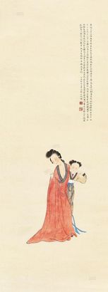 王叔晖 丁丑（1937年）作 贵妃出浴图 立轴