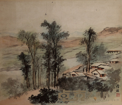 伍瘦梅 山村 36x41