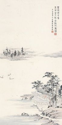 金城 丁巳（1977年）作 合溪草堂图 立轴