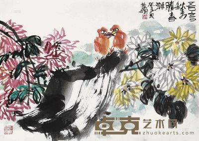 叶烂 花卉 镜片 69×59cm