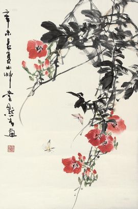 金默如 辛未（1991年）作 蝶恋花 镜心