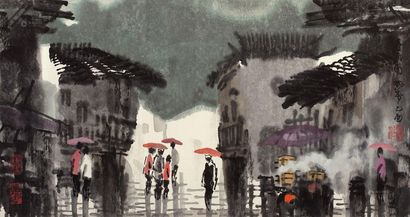 徐希 乙酉（2005年）作 喜雨图 镜心