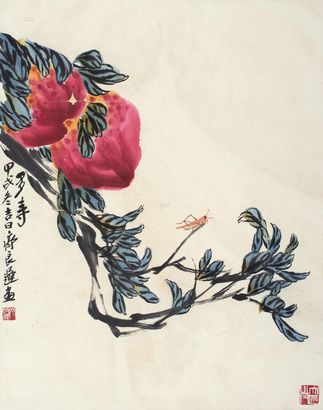 齐良迟 甲戌（1994年）作 多寿 立轴