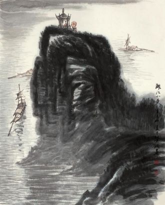 黄润华 辛未（1991年）作 漓江小景 镜心