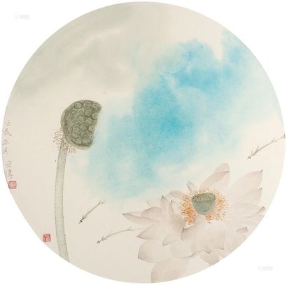 江宏伟 壬辰（2012年）作 出水芙蓉 镜心