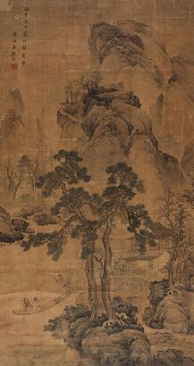 吕焕成 丙子（1696年）作 仙山采芝图 立轴