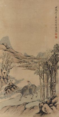 沈宗骞 甲戌（1814年）作 牧牛图 立轴