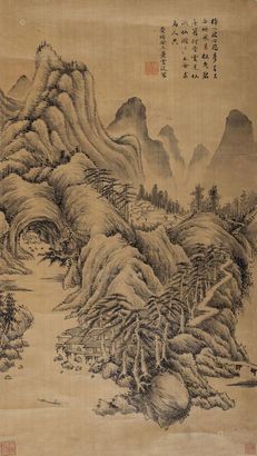 萧云从 （款） 癸未（1643年）作 松溪泛棹 立轴