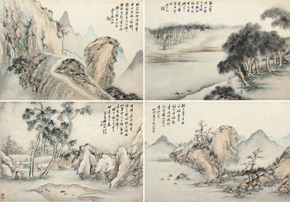 汤贻汾 戊申（1848年）作 山水 （四帧） 镜心