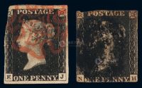 ○1840年英国黑便士邮票二枚