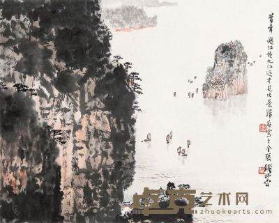 钱松嵒 长江帆影 镜心 40.5×51cm