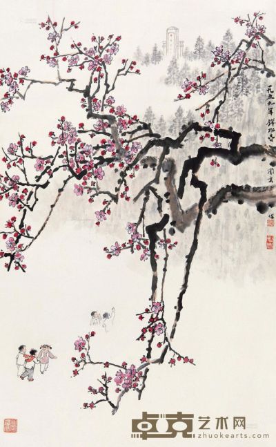 钱松嵒 雨花台之春 立轴 68.5×42.5cm