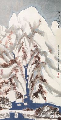 方骏 江山晴雪图 镜心