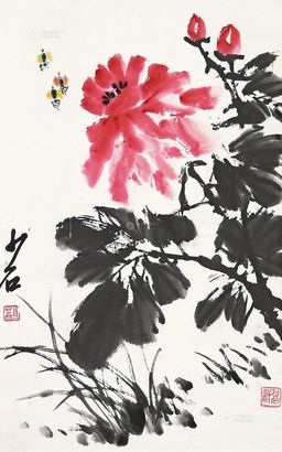 王少石 牡丹 立轴