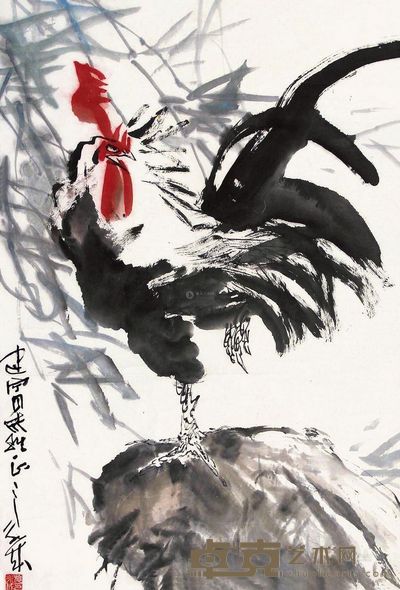 施永成 大鸡图 立轴 68×46cm