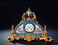 19世纪 法国 铜鎏金珐琅塞弗勒瓷钟