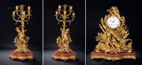 19世纪 法国 铜鎏金“国王荣耀”座钟 （三件套）