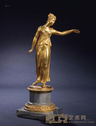 18世纪 法国 铜鎏金少女立像 高40cm