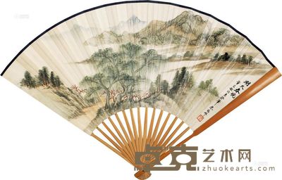 朱梅邨 刘俊琦 湖天春晓 书法 成扇 20×53cm