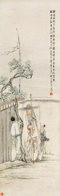 钱一海 1926年作 沽酒图 立轴