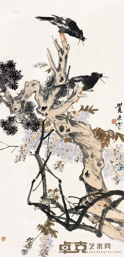 朱梦庐 花鸟 立轴 129×62cm