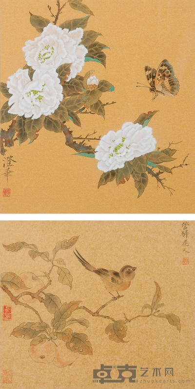 鮑澄華 花卉 16.5×14cm×4