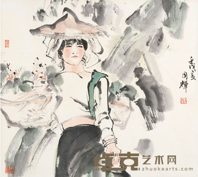 劉國輝 人物 62×67cm