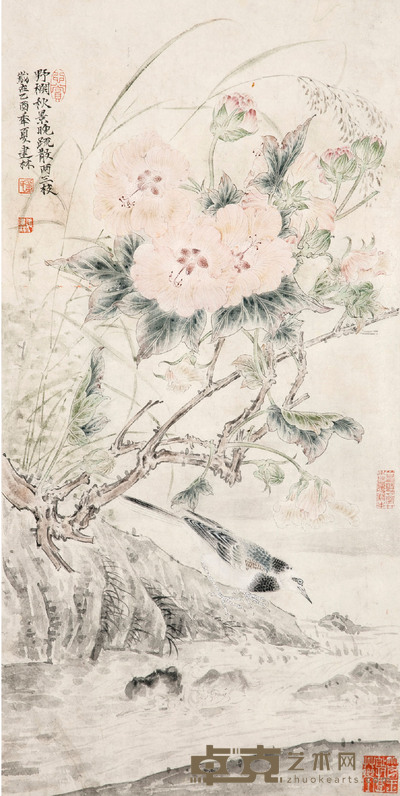 姜建林 花鳥 66×33cm